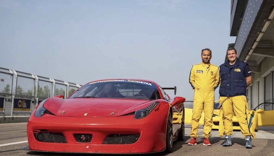 red ferrari at the Autodromo di Modena testing track